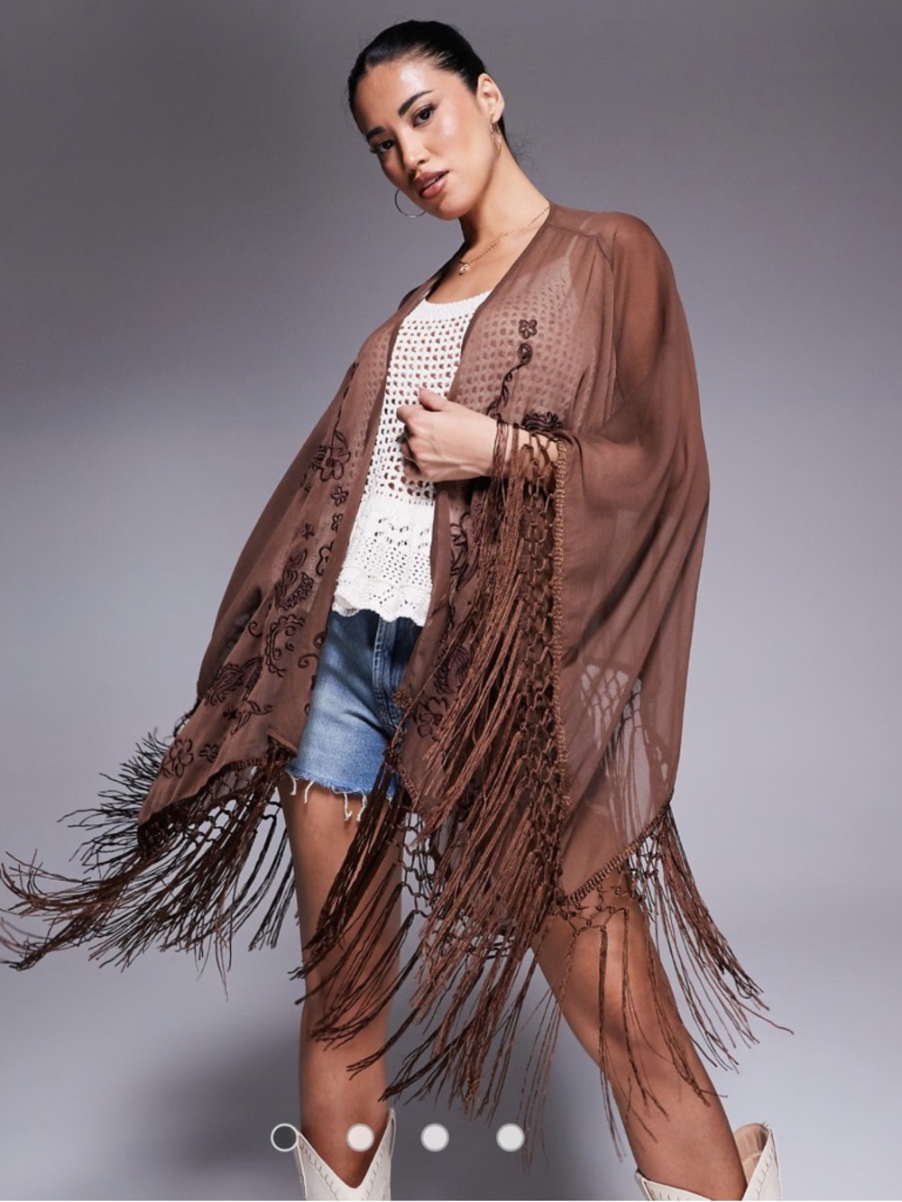 ASOS Fringe Embroidered Kimono